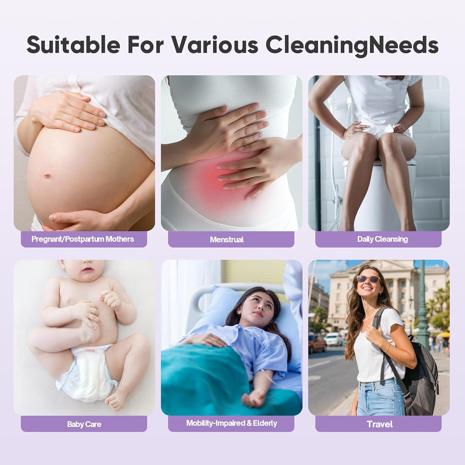 Portable Bidet - Mini Foldable Handheld Personal Travel Bidet with 2 Pressure Options Electric Sprayer Toilet for Personal Hygiene Cleaning/Soothing Postpartum Care/Perineal & Hemmoroid Treatment - Pink image number 5