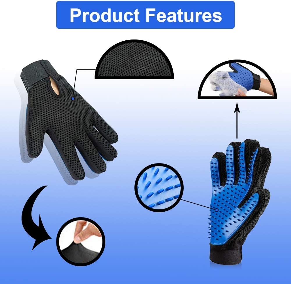 Petverse Represents AUBBC Pet Grooming Glove 2 PCS, Upgraded Soft Pet Hair Remover Gentle Deshedding Brush Glove Deshedding Tool for Cats Dogs -Efficient Pet Hair Remover Mitt image number 1
