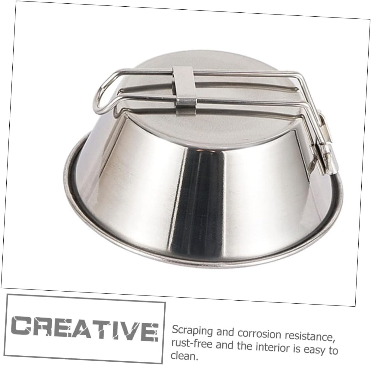 Outdoor Barbecue Bowl Stainless Steel Foldable Camping Bowl 550Ml Large Capacity with Handle Picnic Cookware for Outdoor Cooking and BBQ image number 2