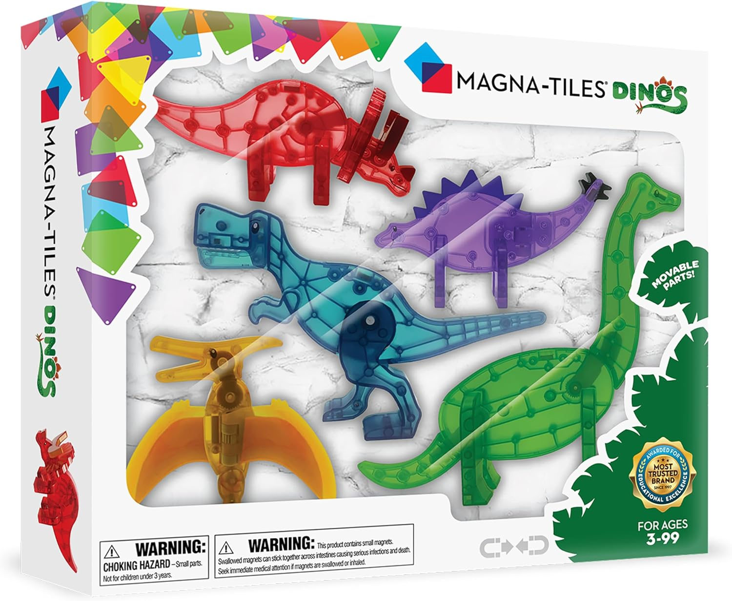 Magna‑Tiles Dinos Magnetic Construction Toy Set &ndash; 5-Piece Magnetic Dinosaur Tiles &ndash; Creative STEM Building Play for Kids, Compatible with Other Magna-Tiles, Ages 3+ image number 1