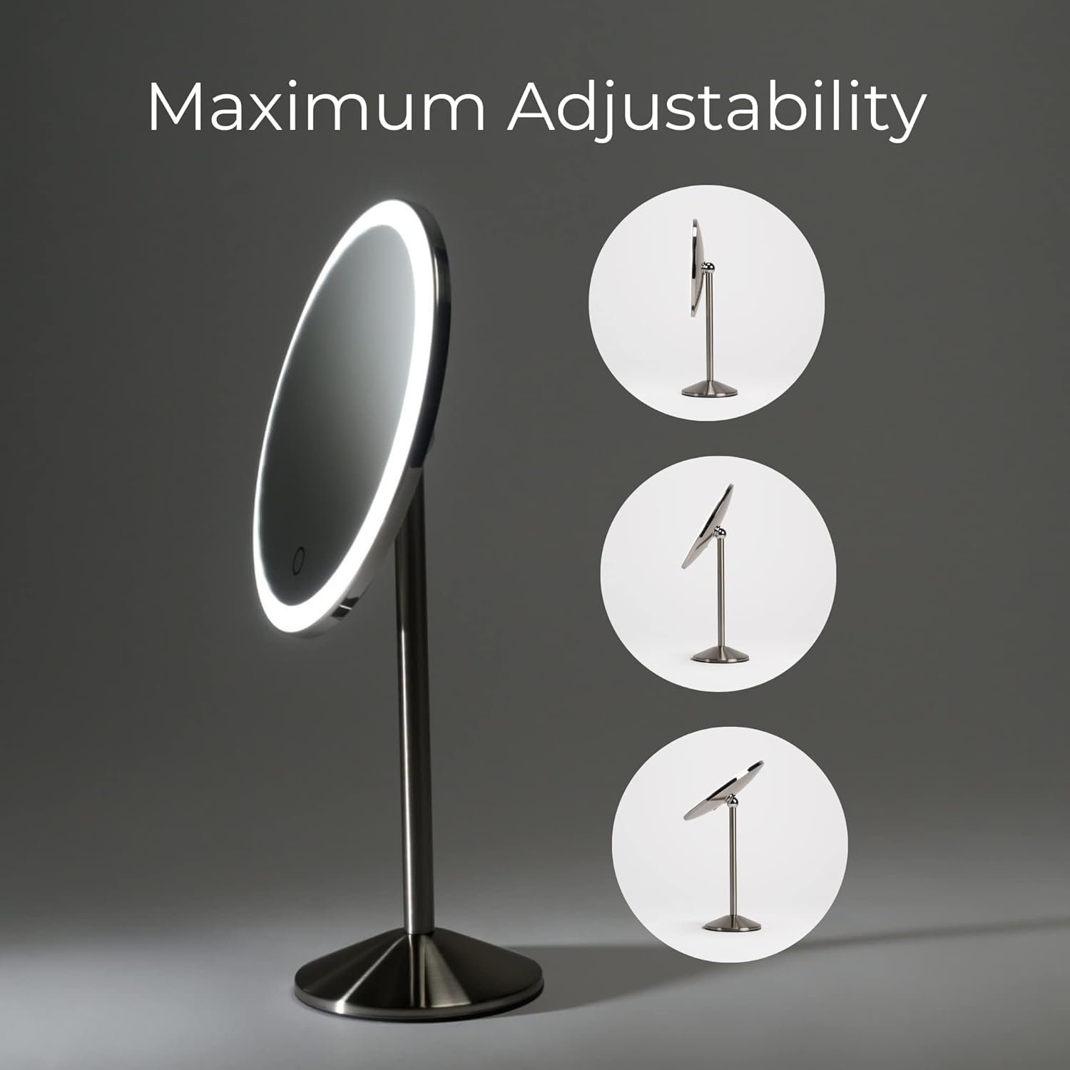 Ilios Lighting Cordless Bright LED Makeup Mirror with Lights and 5X Magnified Mirror with Long-Lasting Rechargeable Battery Perfect for Vanity (5X) image number 4
