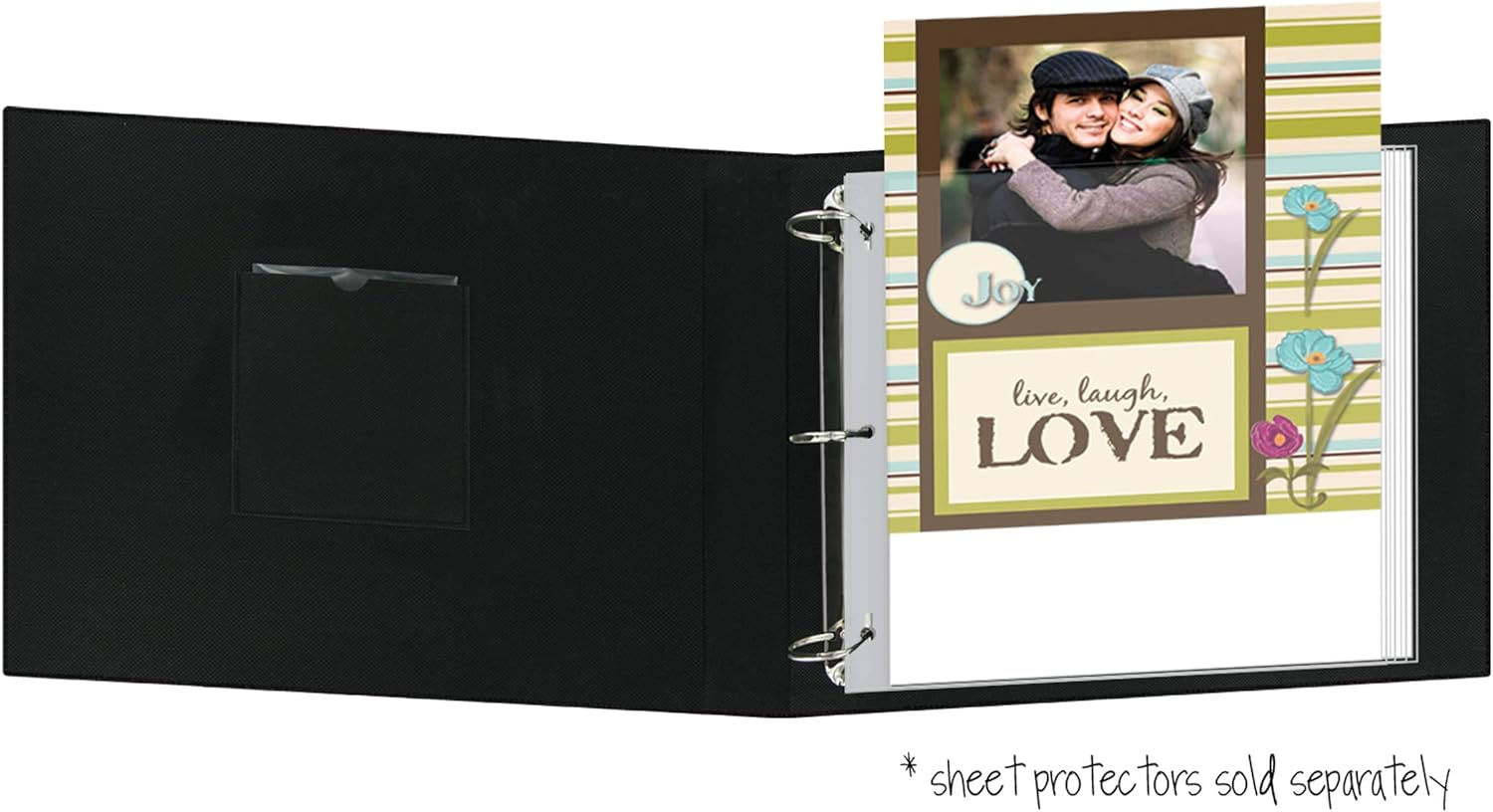 12X12 Fabric Frame 3-Ring Binder Scrapbook, Black image number 3