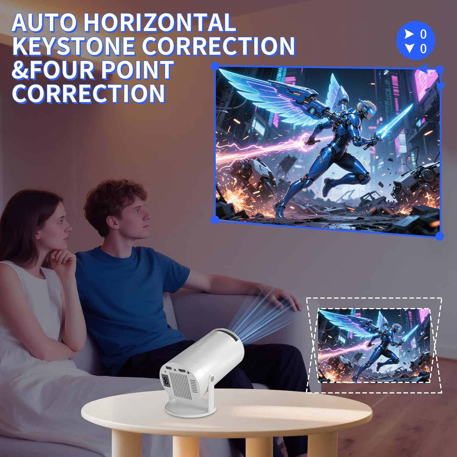 【2025 Upgrade】 TXTIGER Mini Projector Full HD 1080P 4K, Portable Projector with Wifi6 and Bluetooth5.2 Ultra Focus, 210&deg; Rotatable Stand, Auto Keystone, Dust Removal and Heat Dissipation Design image number 3