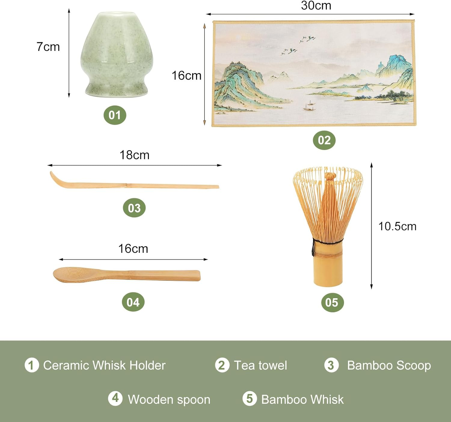 5 Pcs Matcha Whisk Set with Holder - Japanese Matcha Tea Set Tools, Matcha Whisk Holder and Bamboo Whisk for Matcha Tea, Great Matcha Making Kit for Tea Lovers, Friends, Family image number 2