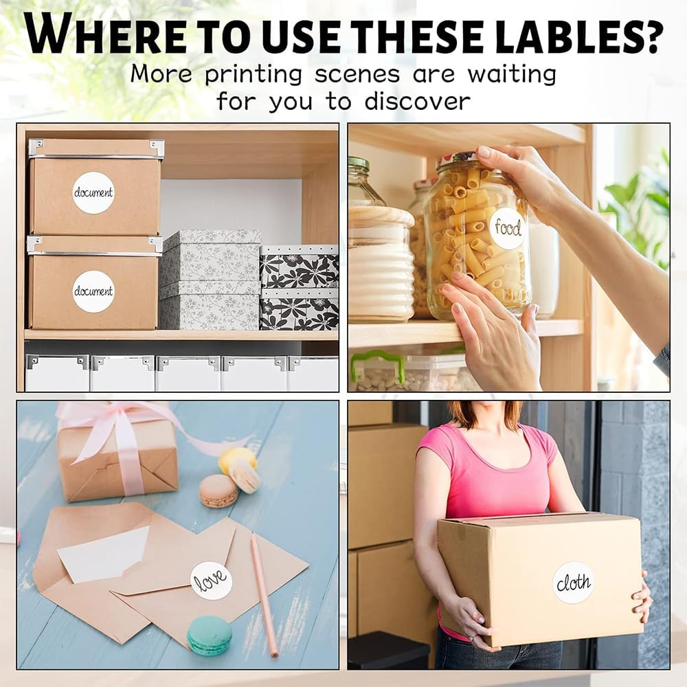 1.5 Inches Circle Thermal Sticker Labels - 500 PCS Self-Adhesive round Direct Thermal Printer Labels for Name Tag, Address, Logo Design, Shipping, DIY Design, QR Code image number 2