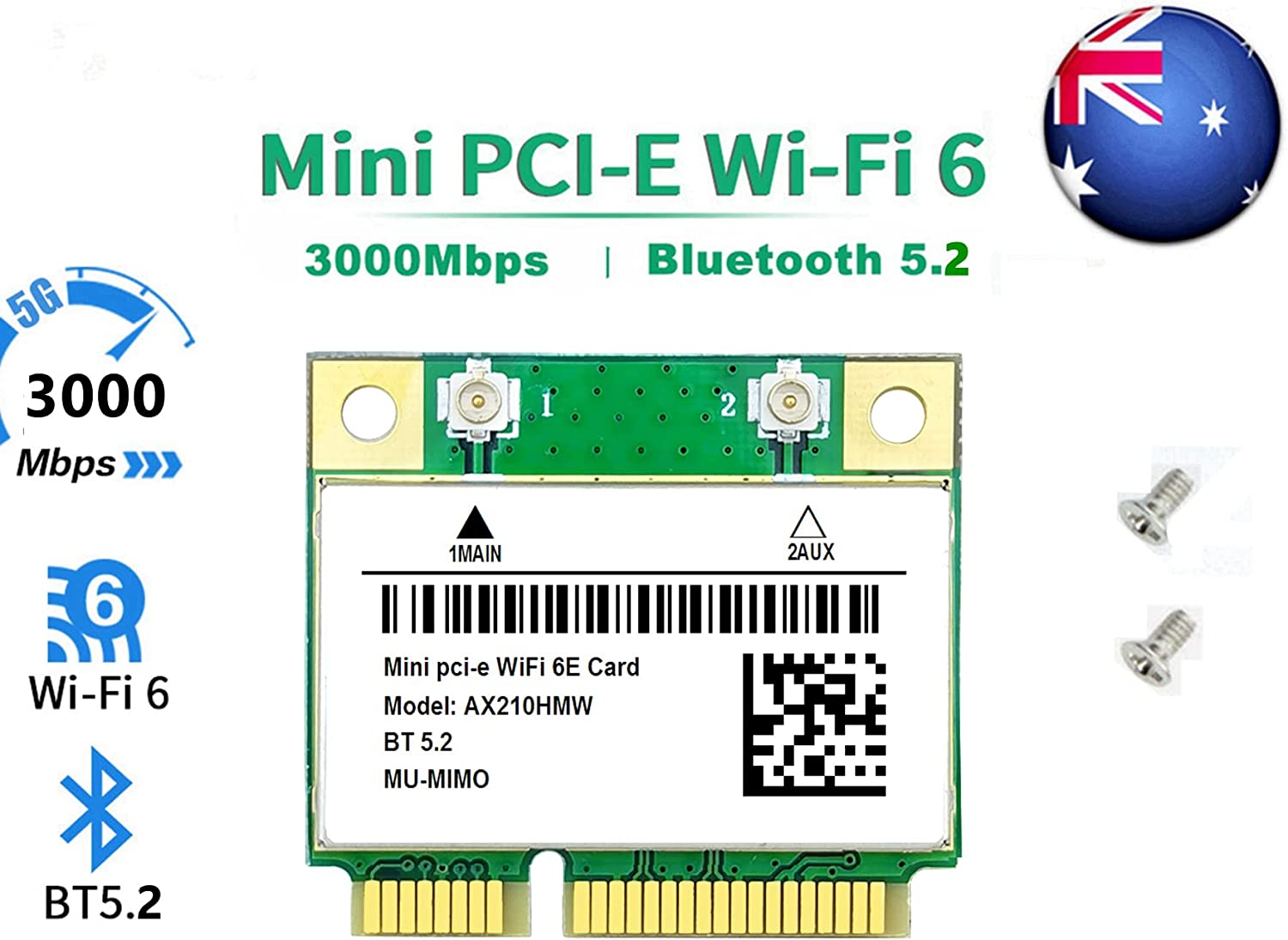 DIGISHUO Wifi 6E 3000Mbps Bluetooth 5.2 AX210HMW for in Tel AX210 Wireless Mini PCI-E Card 5400Mbps (2.4Ghz 574Mbps, 5Ghz 2400Mbps, 6Ghz 2400Mbps) Network Card with Wifi Audio Adapter image number 5