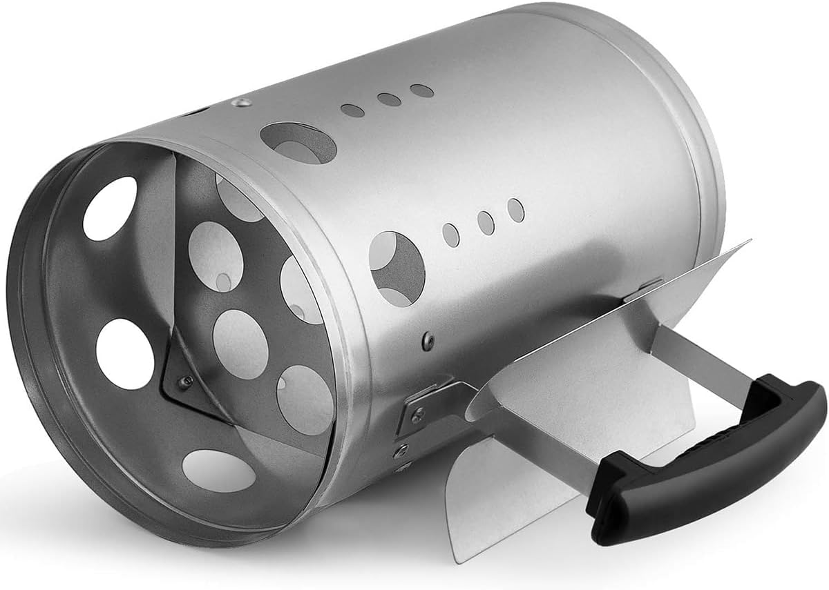 Charcoal Chimney Starter with Safety Handle Charcoal Igniter Chimney Starter for Charcoal Grills Briquette Starter for Barbecues (Black-Handle) image number 1