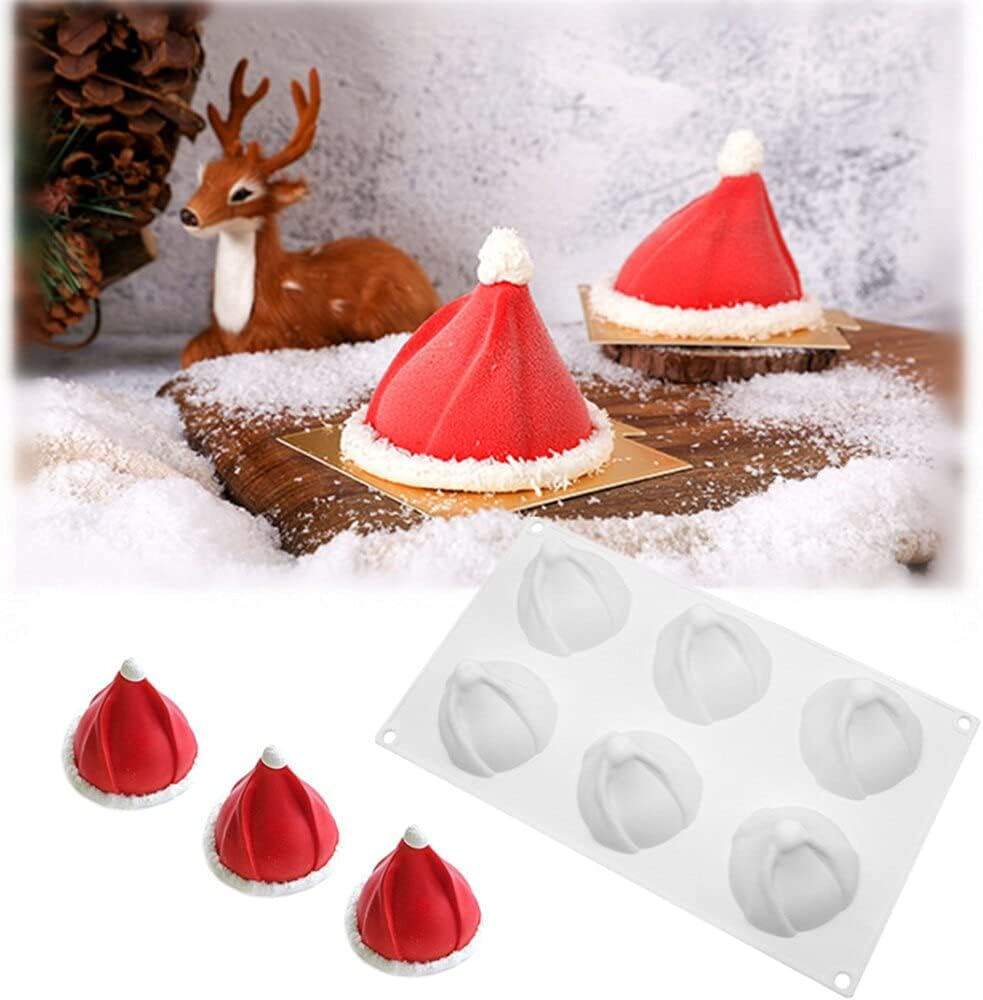 6 Cavity Christmas Hat Shape Silicone Mold Mousse Dessert for Baking Pan Cake Decorating Tools Kitchen Accessories Zhengpingpai image number 4