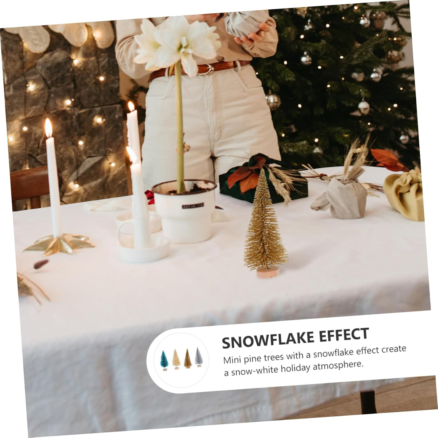 12Pcs Mini Christmas Trees Set Realistic Wood Miniature Xmas Trees for Mantel Decor for Home Office Car Study Living Room Bedroom Bathroom Bar Store image number 3