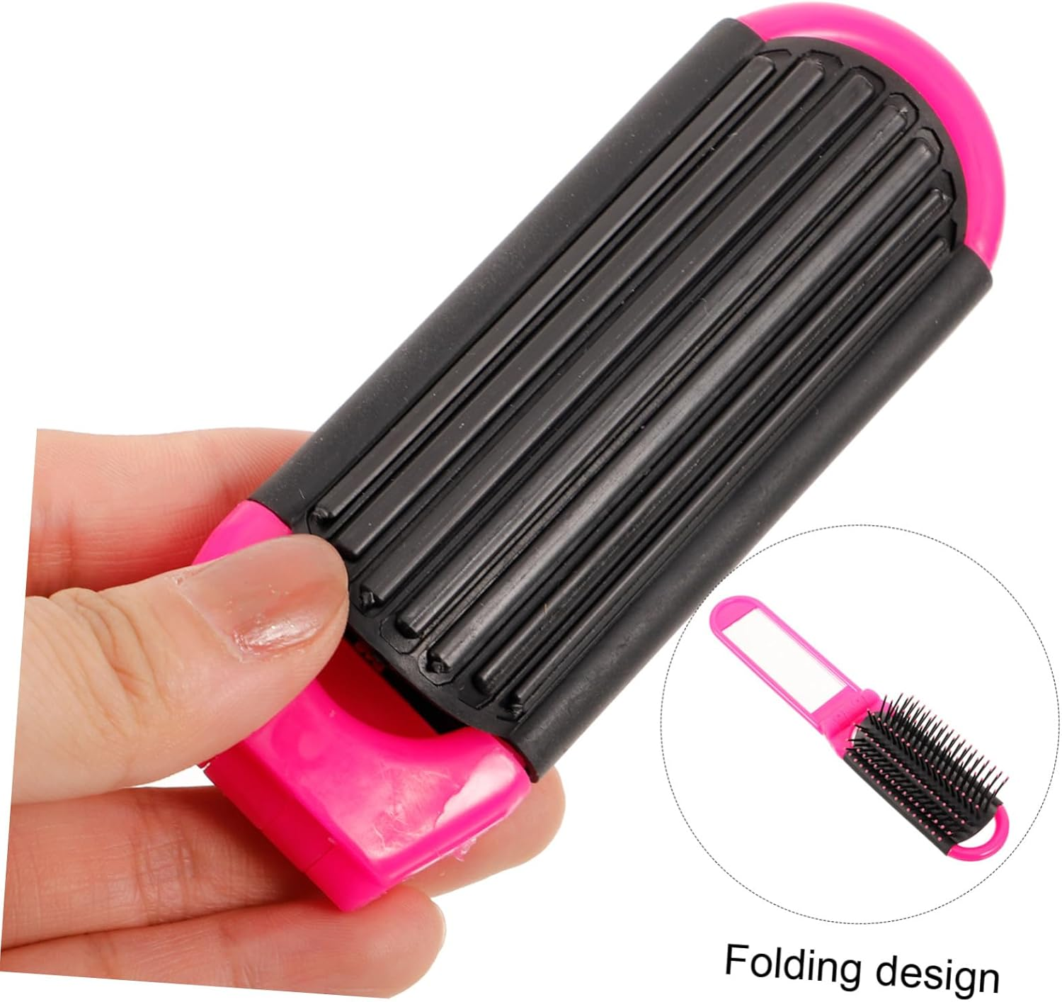 Healeved Portable Folding Comb Hair Brush Mirror for Women Teen Girls Detangling Brush for Hair Styling image number 6