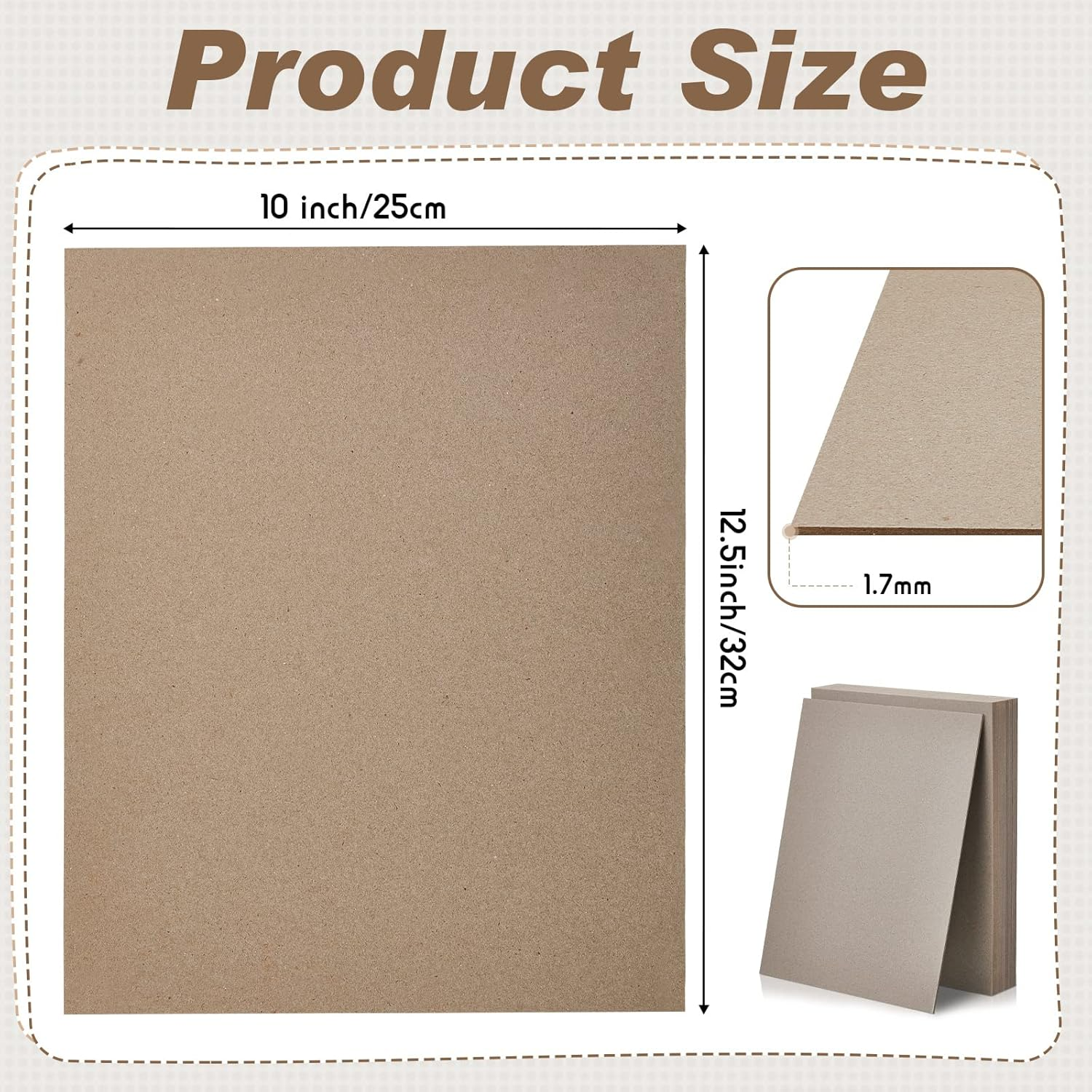 Lewtemi 20 Pcs Book Board 10 X 12.5 Inch, Binders Chipboard Designer Bookboard Kraft Heavy Duty Sheets Bookbinding Supplies for Binding Cover (0.067 Inch Thick) image number 3