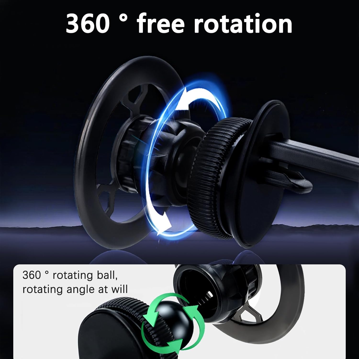 GUAGUA Strong Magnetic Car Phone Holder for Air Vent, for Magsafe Car Mount with 360&deg; Rotation, Universal Compatibility for Iphone and Android Phones, Ideal for Car Travel,Black image number 3