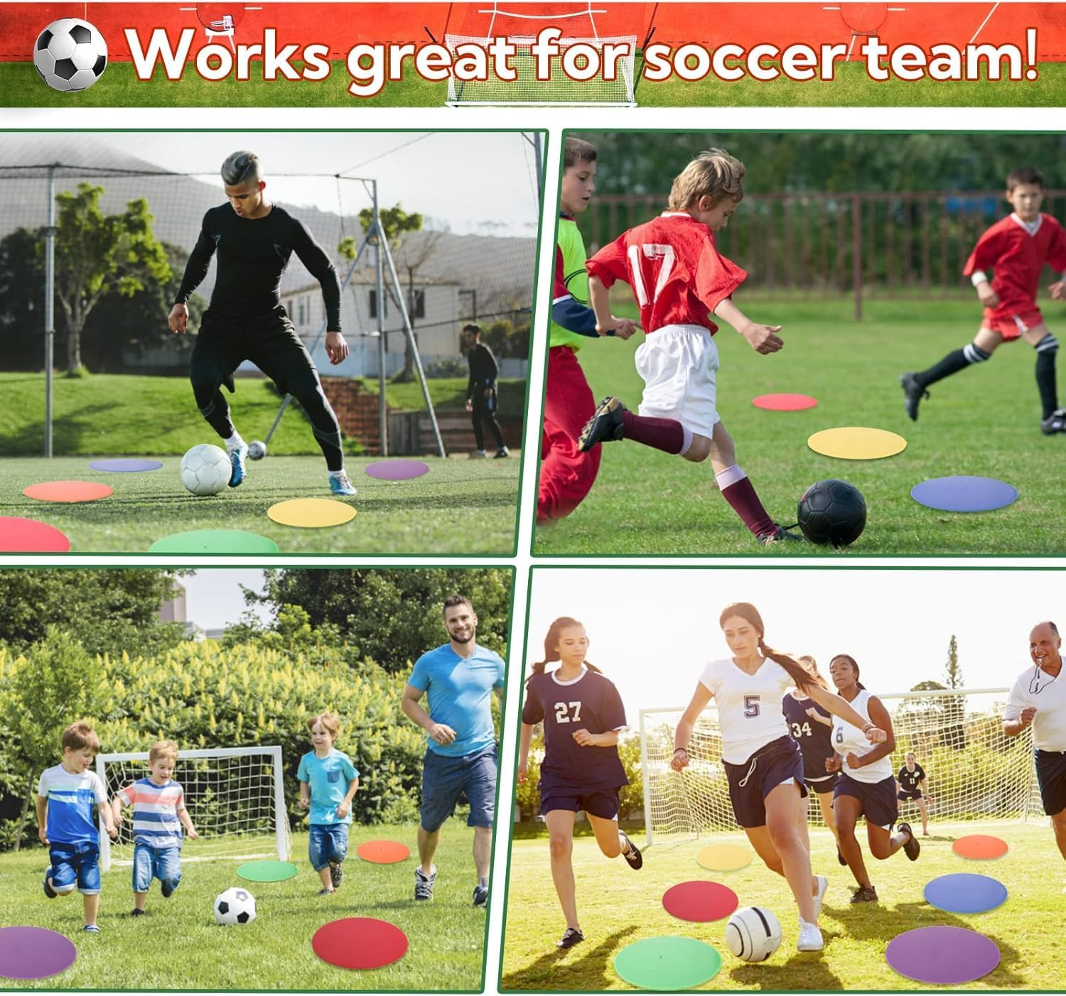 12Pcs Rubber Agility Markers, Non Slip Agility Dots Flat Field Cones Circles Rubber Floor Dots for Sports Soccer Basketball Training, Gym Training image number 4