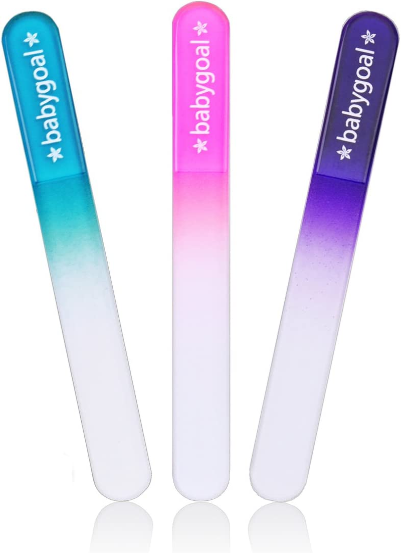 Babygoal Baby Nail Files 3 Pack,Newborn Nail Files with a Pouch,Genuine Czech Float Glass, Gift for Newborns,Toddlers,Infant, Babies &Young Children 3NF02