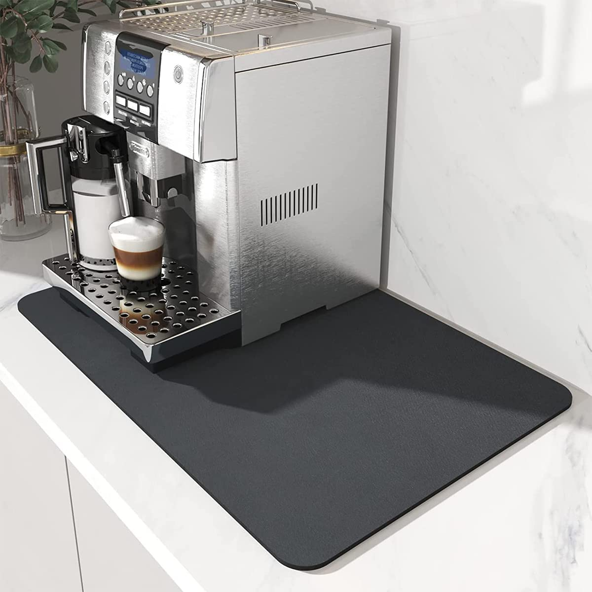 Coffee Mat Hide Stain Rubber Backed Absorbent Coffee Maker Mat for Countertops Coffee Bar Mat Decor Bar Spill Mat Rubber Dish Drying Mat Coffee Bar Accessories for Kitchen Counter(50X60Cm) image number 5