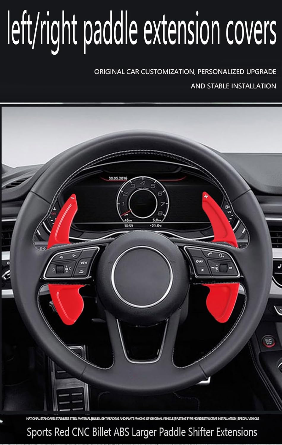 Ontto ABS Plastic Car Steering Wheel Shift Paddle Shifter Extension Fit for Audi A3 S3 8V A4 S4 A5 S5 B8.5 A6 S6 A7 S7 C7 Q5 Q7 2013 2014 2015 2016 Accessories Gear Shift Paddle 2 Pcs Black image number 5
