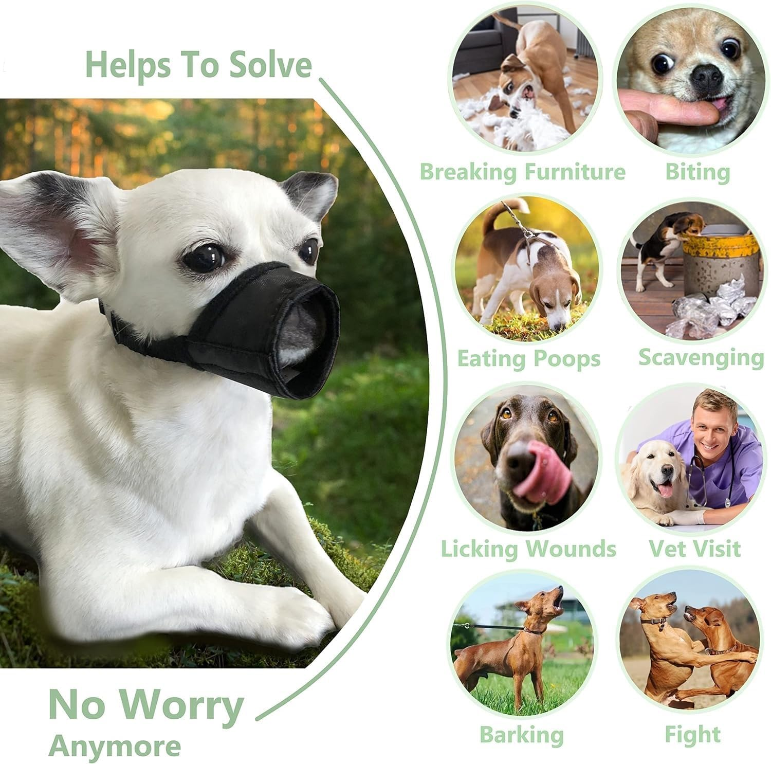 2 Pcs Dog Muzzle Soft Air Mesh for Small Dogs with Long Snout Quick Fit for Grooming Adjustable Prevent from Biting Barking and Chewing Soft Muzzle (Blue& Black, 4) image number 1