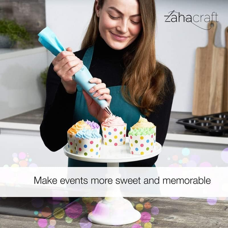 Piping Bags and Nozzles Set of 9 Pcs with 1 Converters,2 Silicone Bags and 6 Premium Stainless Steel Piping Nozzles for Decorating Cakes & Cupcakes image number 2