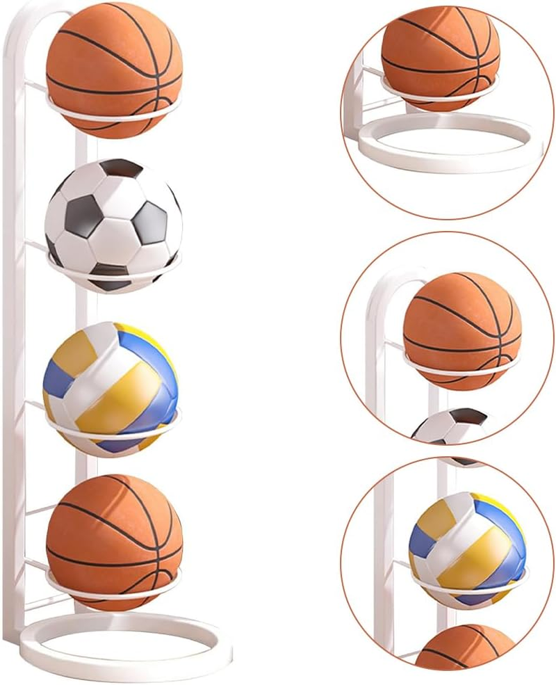4-Tier Folding Soccer Ball Storage Rack Holder,Freestanding Garage Sports Equipment Organizer,Foldable Ball Storage Rack, inside Movable Vertical Display for Basketball,Soccer,Volleyball image number 2