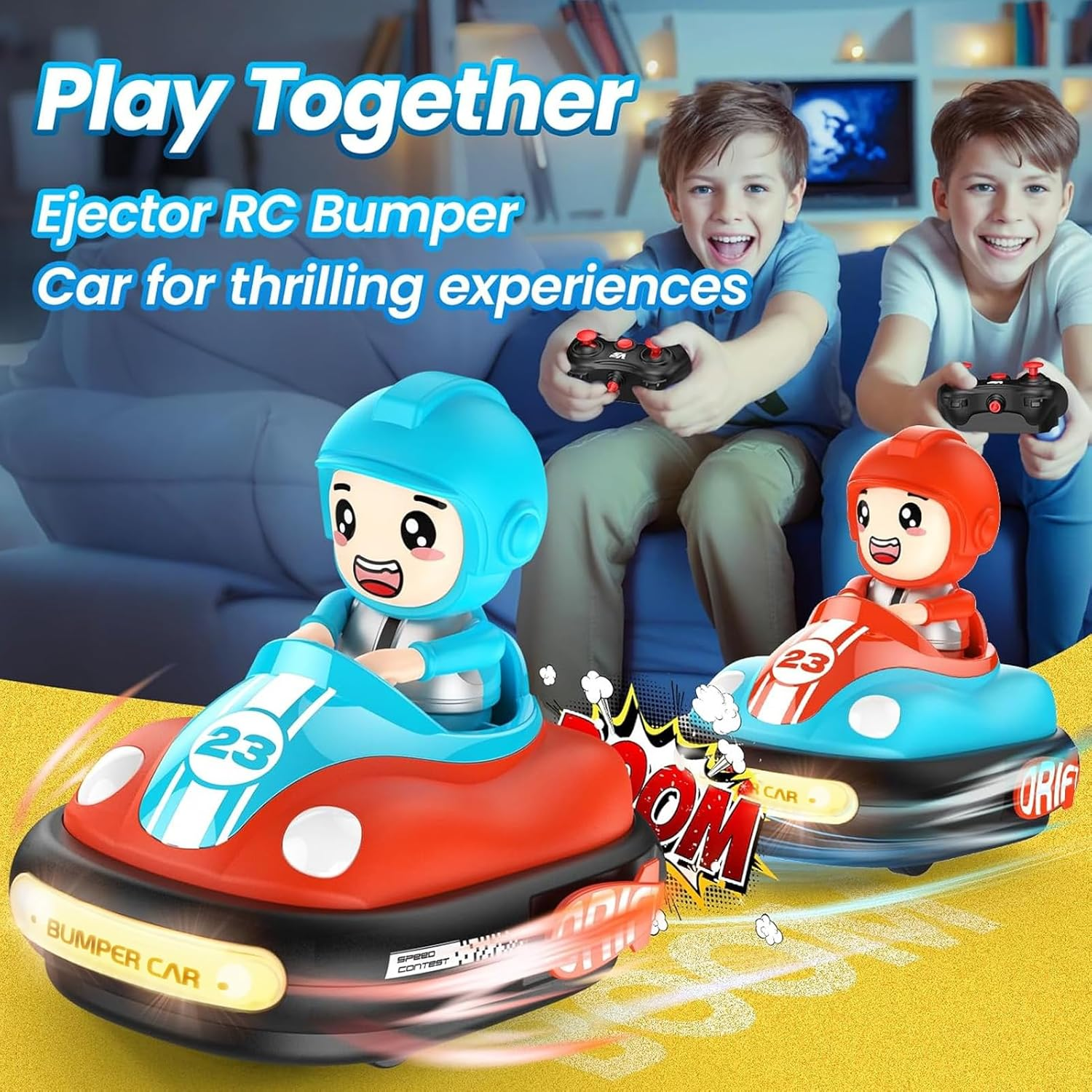 Remote Control Car Toy for Kids RC Bumper Car Toys with Light Music Sound RC Battle Race Cars Set of 2 Players Kids Cars Toddler for Boys and Girls image number 4