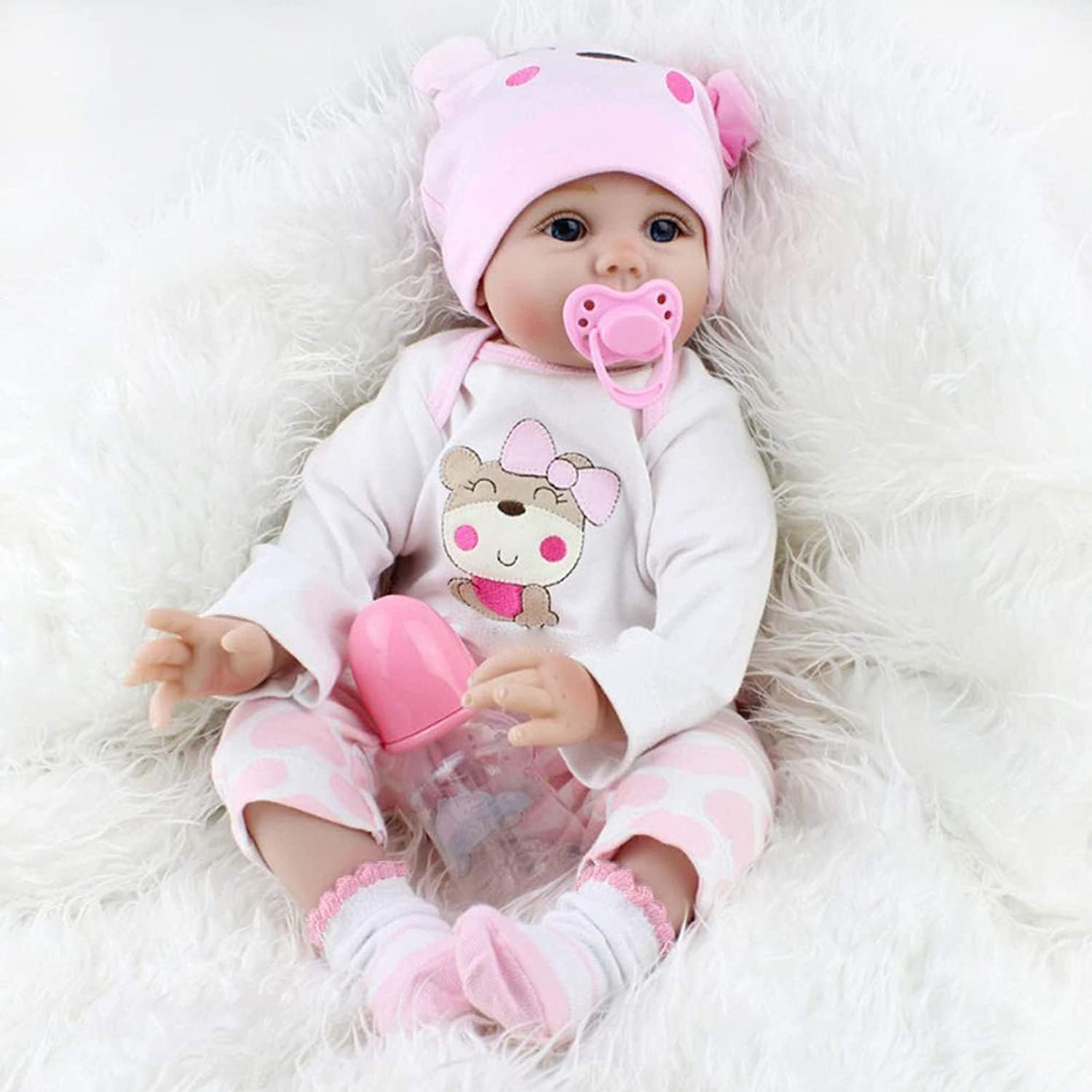 ZIYIUI Lifelike Reborn Baby Dolls 22 Inch 55Cm Soft Silicone Vinyl Weighted Cloth Body Realistic Reborn Dolls Toddler Girls image number 5