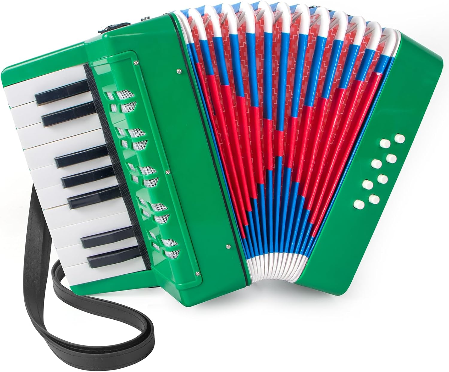 Accordion, 17 Keys Piano Accordion 8 Bass with Straps for Beginners Kids Student Educational Musical Instrument (Blue)