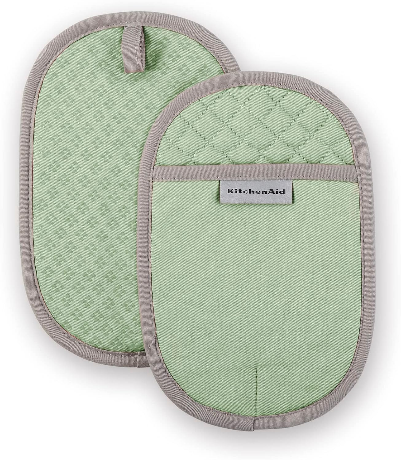 Kitchenaid Asteroid Oval Pot Holder 2-Pack Set, Pistachio, 6.5"X10" - Aqua Sky image number 7