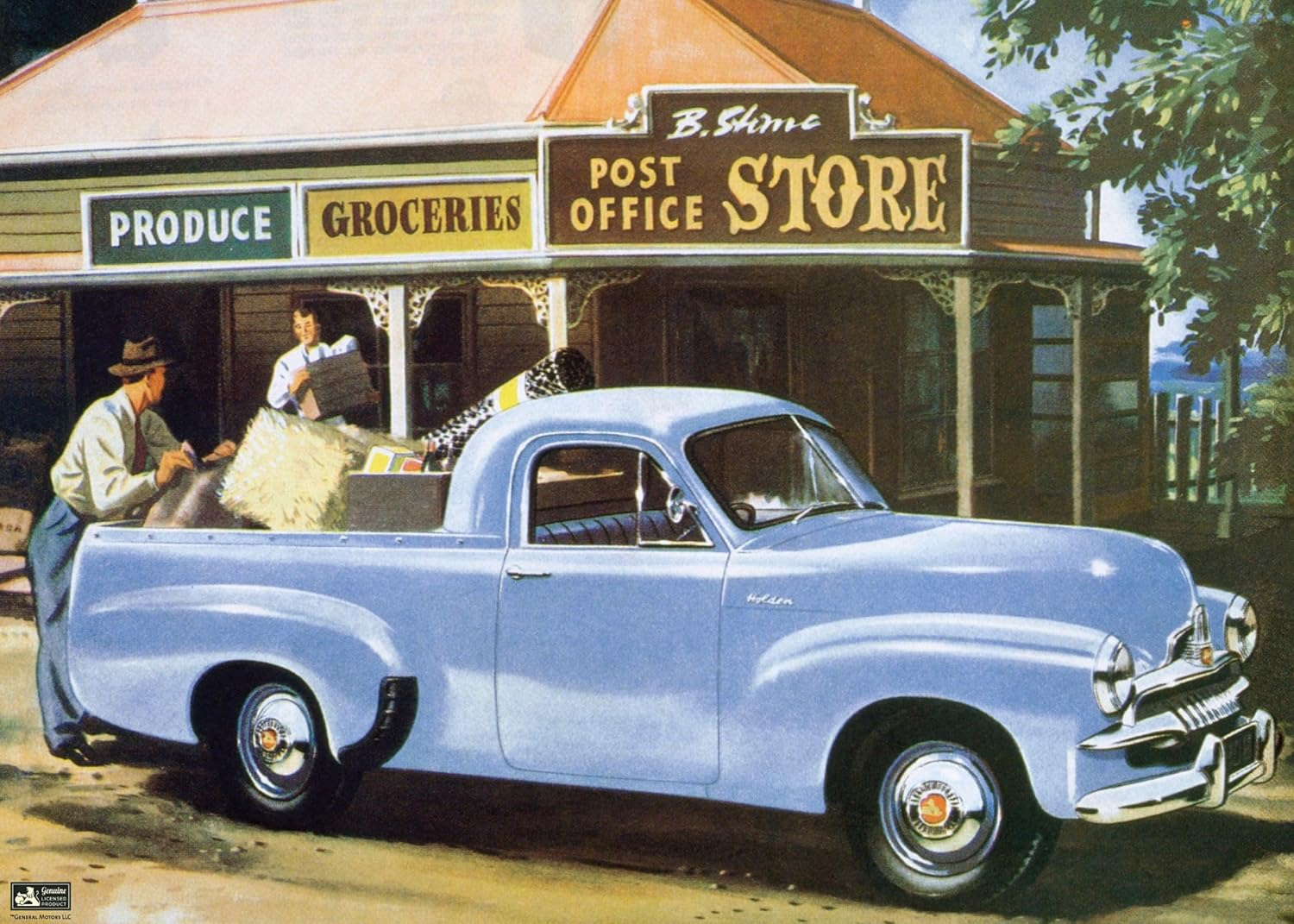 Holden the Grocery Store FJ Blue Car Jigsaw Puzzle (1000 Pieces) Classic Car Puzzle image number 1