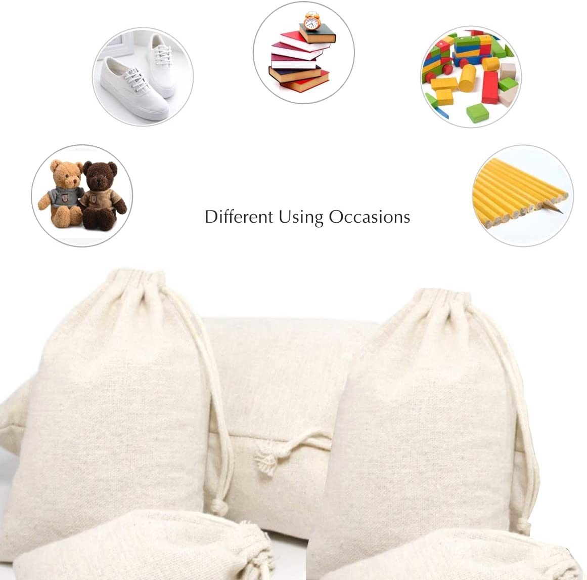 Large Natural Linen Drawstring Bags 2 Packs Reusable Mesh Accessory Storage Washable Eco-Friendly Shopping Bag 30X39Cm&hellip; image number 1