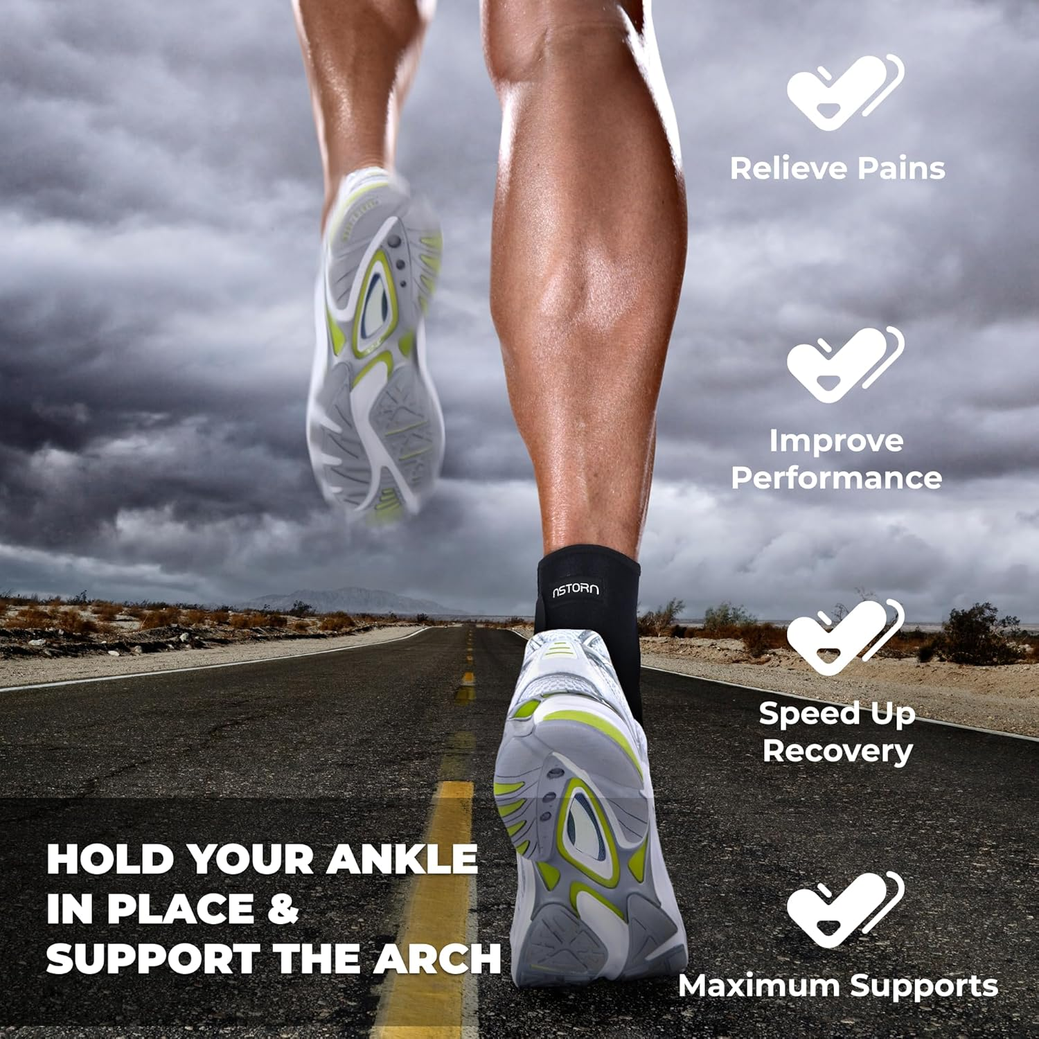 Ankle Brace & Achilles Tendon Support Sleeve | Adjustable One Size Fits All Ankle Support Wrap for Plantar & Achilles Support | Breathable Neoprene Tendinitis Ankle Brace by Astorn image number 1