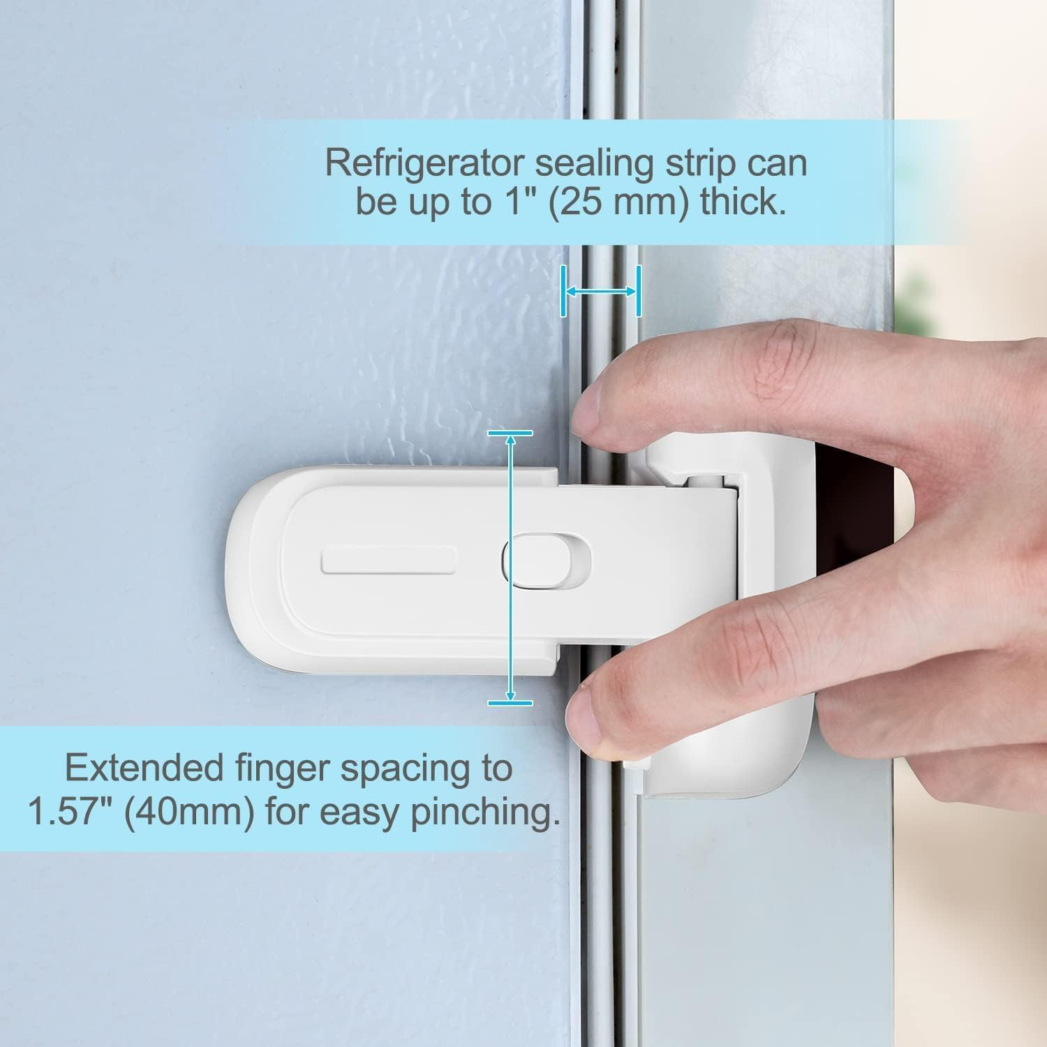 Refrigerator Lock, White Refrigerator Lock for Kids, Child Proof Refrigerator Freezer Door Lock, Child Proof Cabinet Locks, Fridge Lock for Toddlers and Kids, No Tools Need or Drill