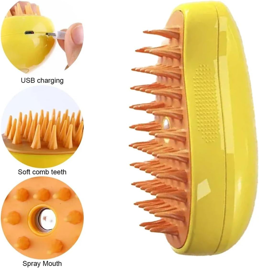 AIMALL Steamy Pet Brush, Electric Spray Cat Hair Brush, 3-In-1 Dog Steamer Brush for Bath, Plastic, 4.72 X 2.56 Inches image number 3