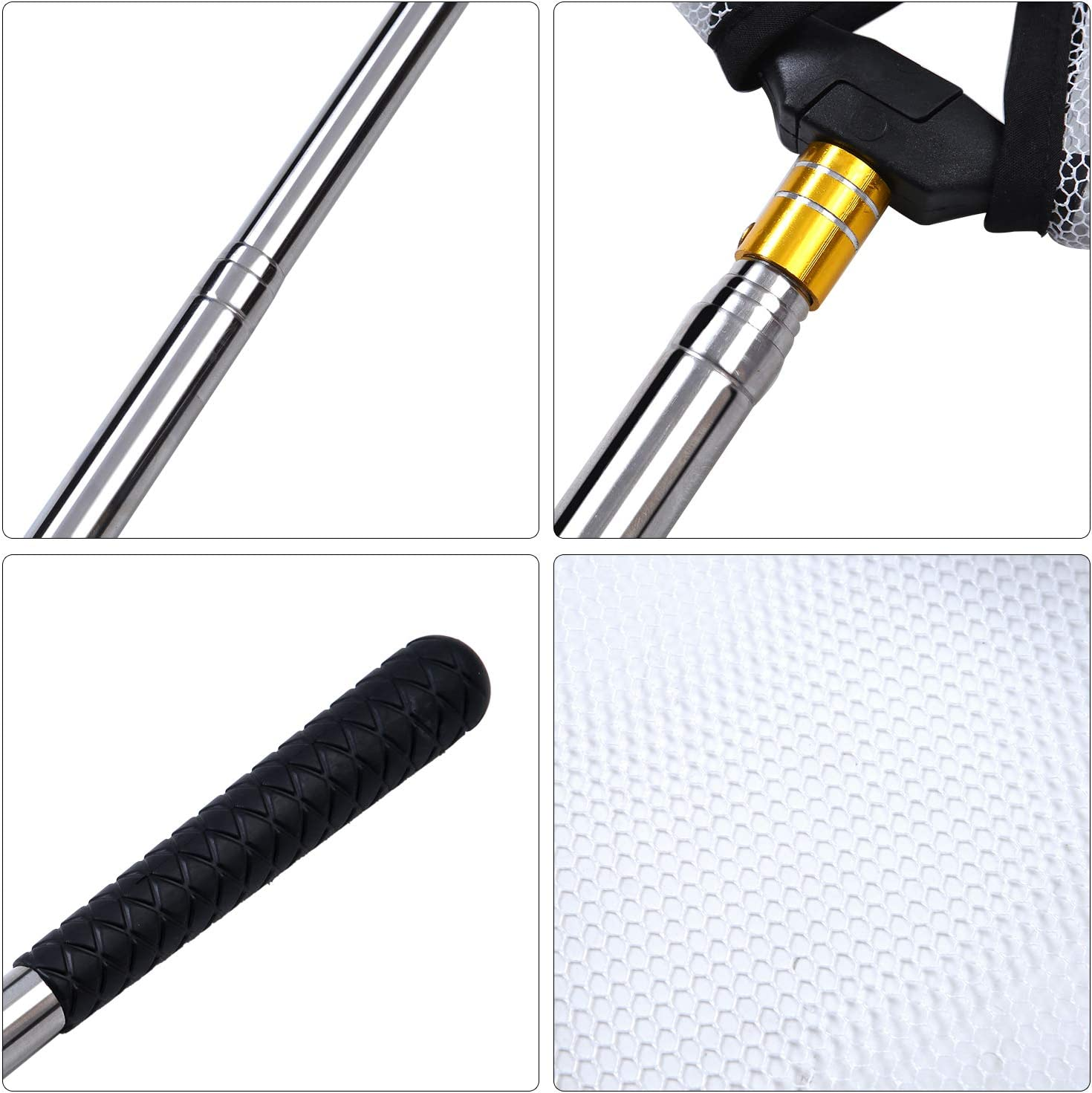 Elcoho Telescopic Butterfly Nets Stainless Steel Kids Bug Net Outdoor Tools Insects Fishing Net with Storage Bag Extendable from 15 Inches to 59 Inches White