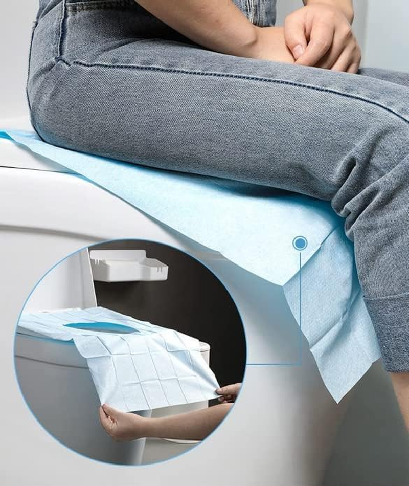 Toilet Seat Covers Portable Non-Woven Toilet Seat Pads, 50 Pcs, Individual Package, Travel Friendly (50, BL) image number 2