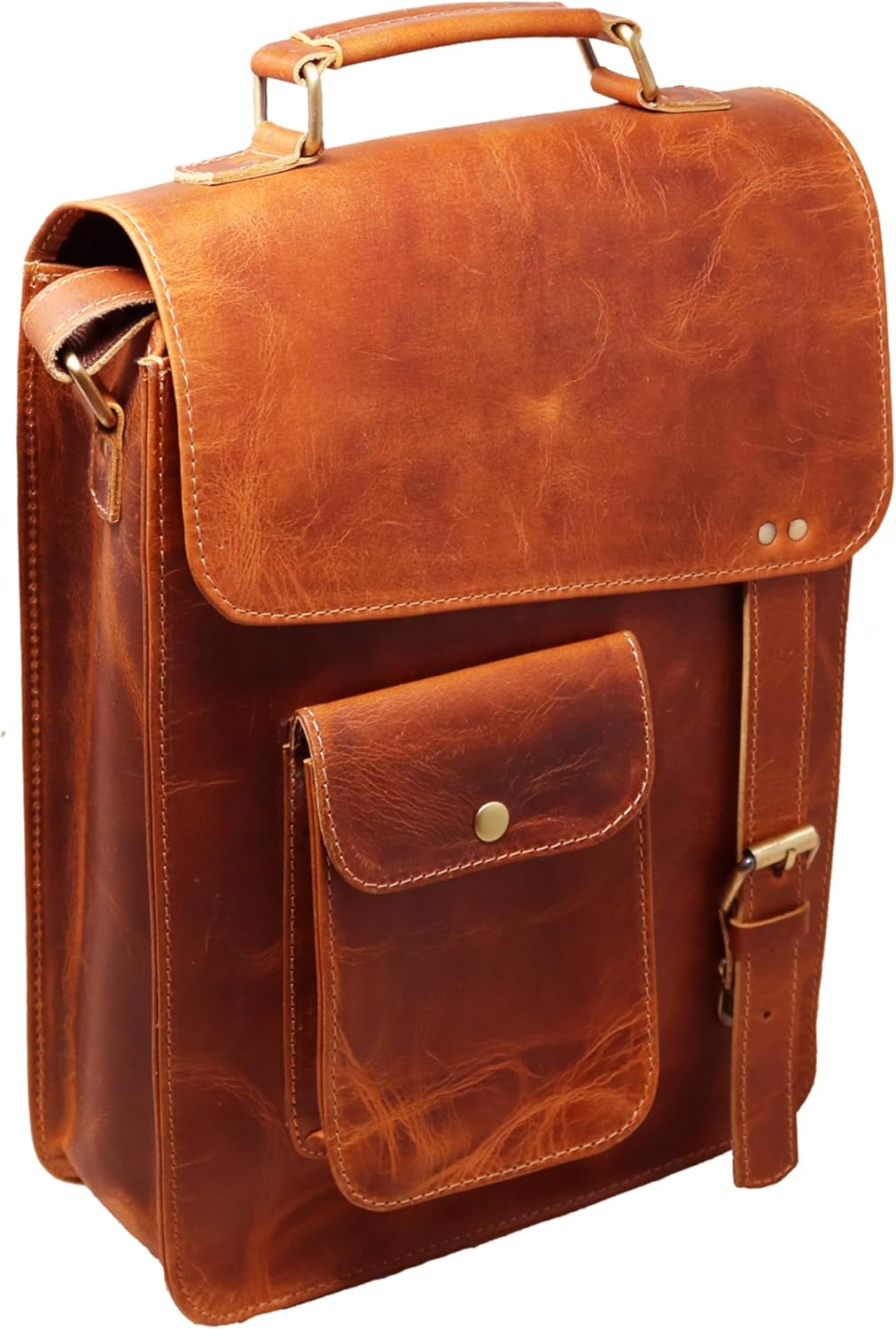 13" Leather Messenger Bag Laptop Case Office Briefcase Men Computer Distressed Shoulder Bag image number 5