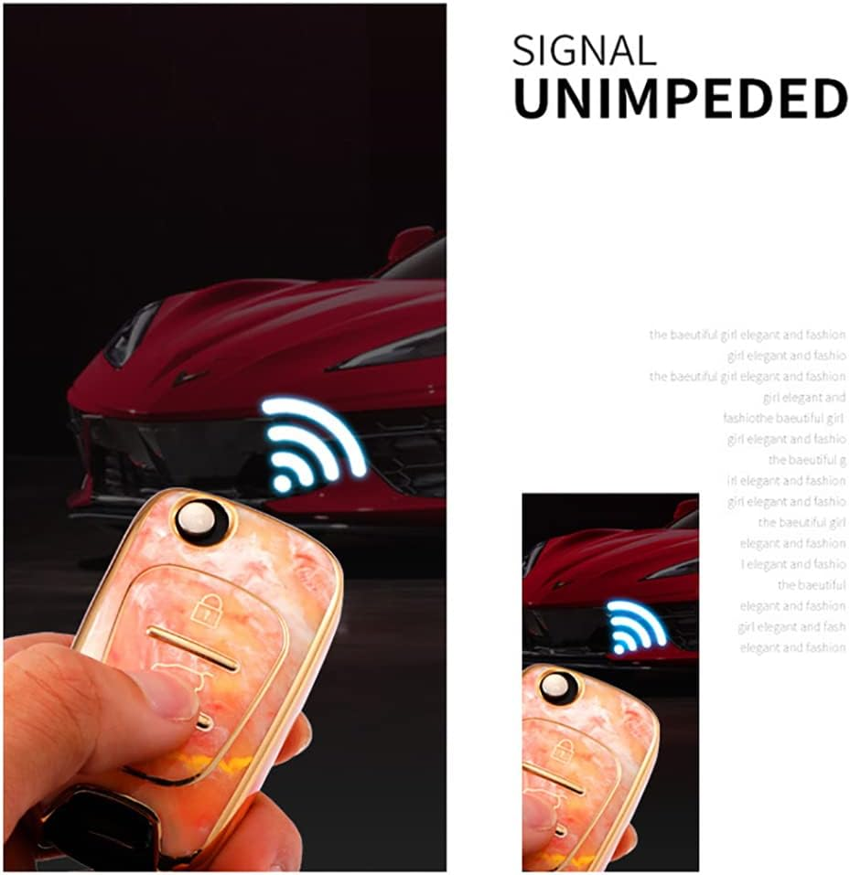 Ontto Tie-Dye TPU Car Key Fob Cover Fit for Hyundai Ix20 Ix35 I20 I30 I35 Elantra Kia Ceed Sportage Rio Sorento 3 Buttons Flip Key Case Keyring Remote Keychain Key Holder Accessories Pink - Pink image number 4