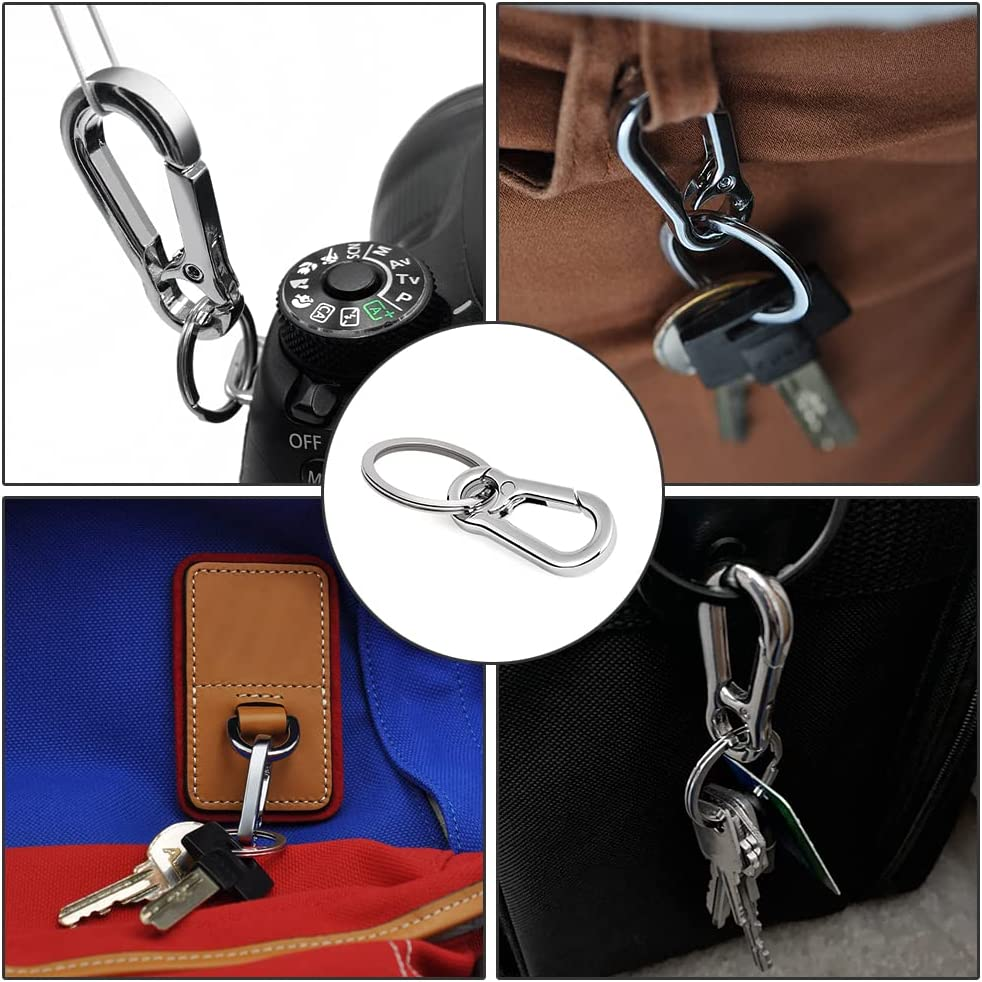 DS. DISTINCTIVE STYLE Carabiner Clip Keyring Stainless Steel Keychain with Snap Hook Quick Release Key Rings image number 5