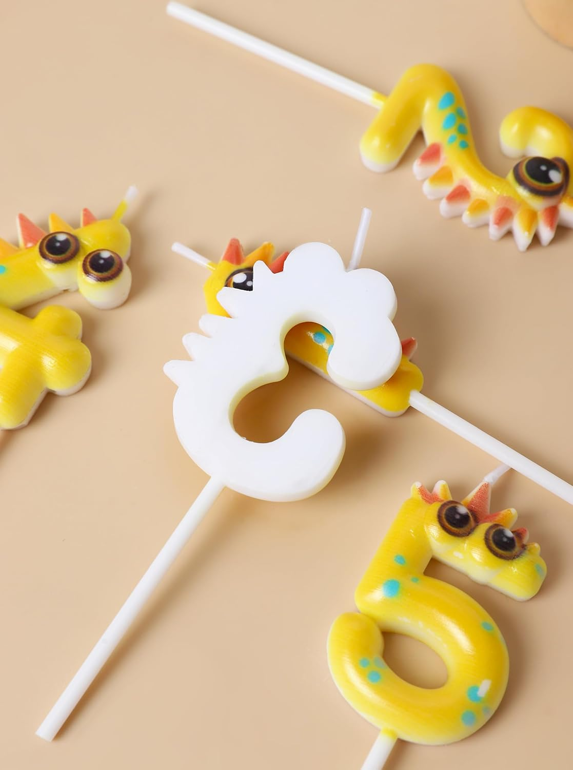 Yellow Dinosaur 2 Birthday Candle 1.96 Inch Dino Number 2 Candle Birthday Girl Boy Happy 2Nd Dinosaur Theme Birthday Party Supplies Decoration image number 4