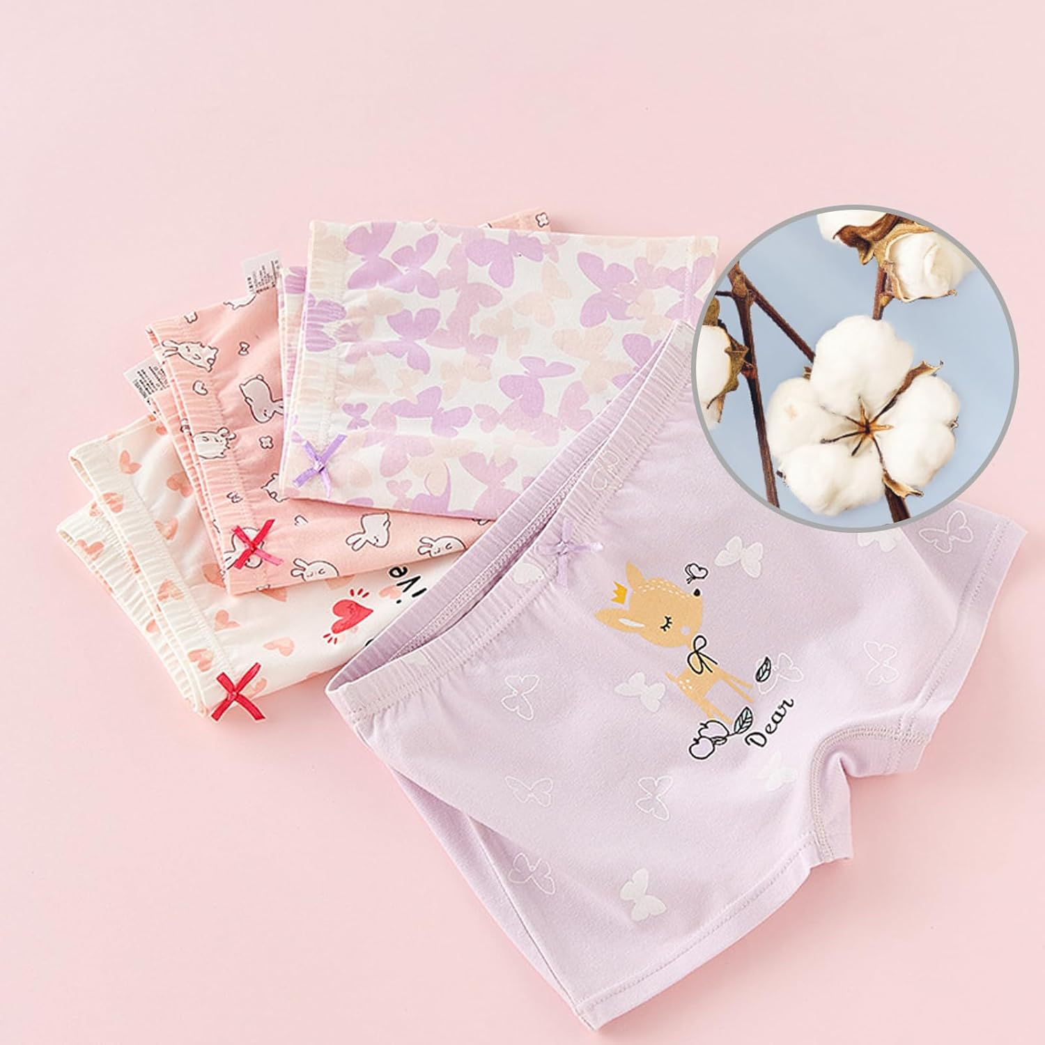 ZONEY 4 Pack Little Girls Cotton Underwear Soft Shorts Kids Boxer Briefs Panties for 2-10 Years image number 7