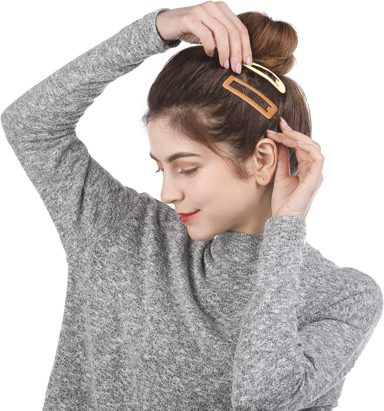 Snap Hair Clips,18 Pieces Girls Women Hair Barrette Hairclips (Orange Brown Beige) image number 4