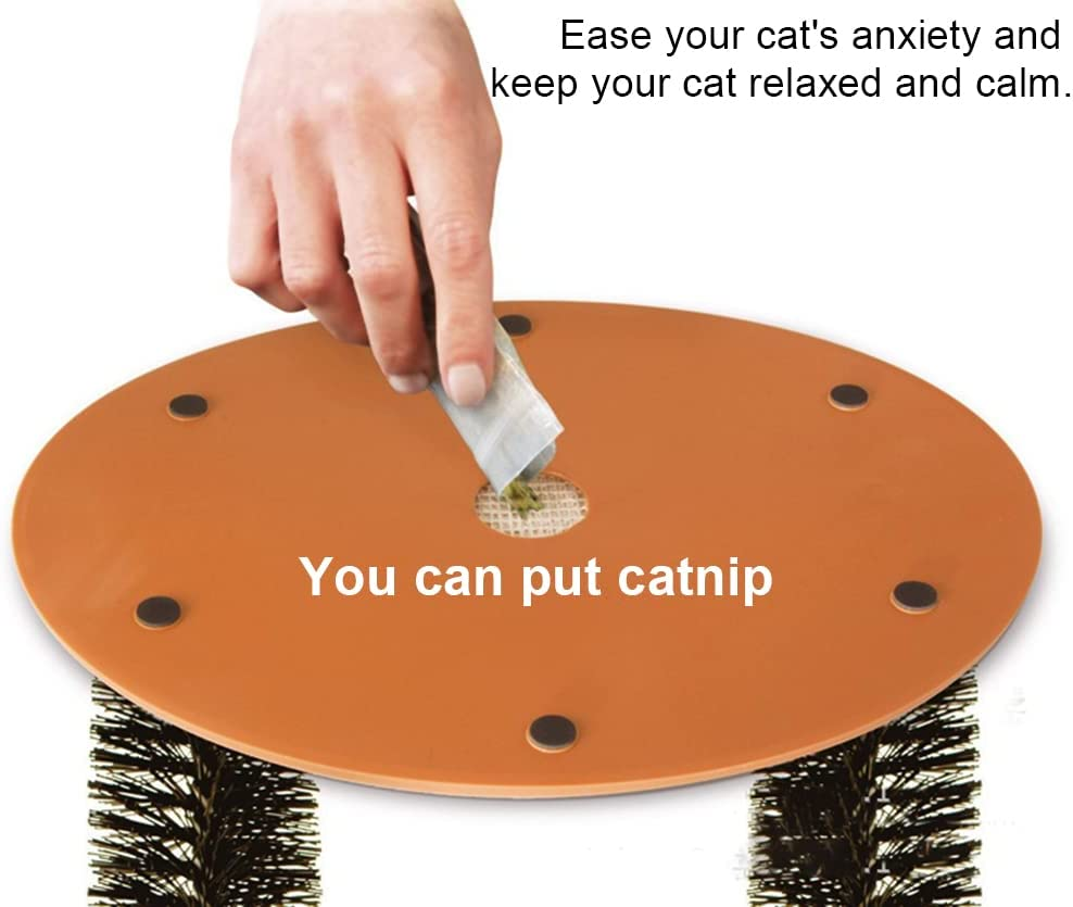 Self Grooming Cat Arch, Scratcher Toys, Brush for Grooming with Scratch Pad and Catnip, Brush for Shedding, Scratching Post, Interactive Toys image number 3