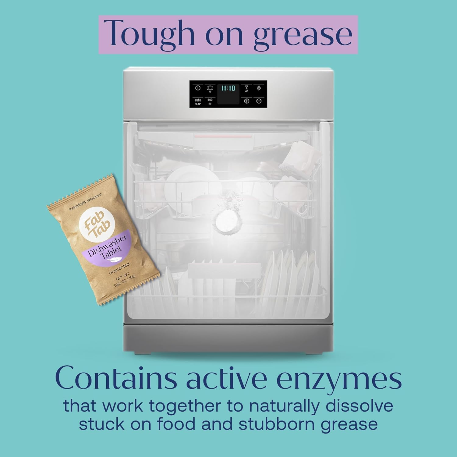 Fab Tab Dishwasher Tablets, Unscented, a Plastic Free Dishwasher Pod Alternative, Powers through Grease, Leaves No Residue, Safe for the Whole Family, Individually Wrapped image number 4
