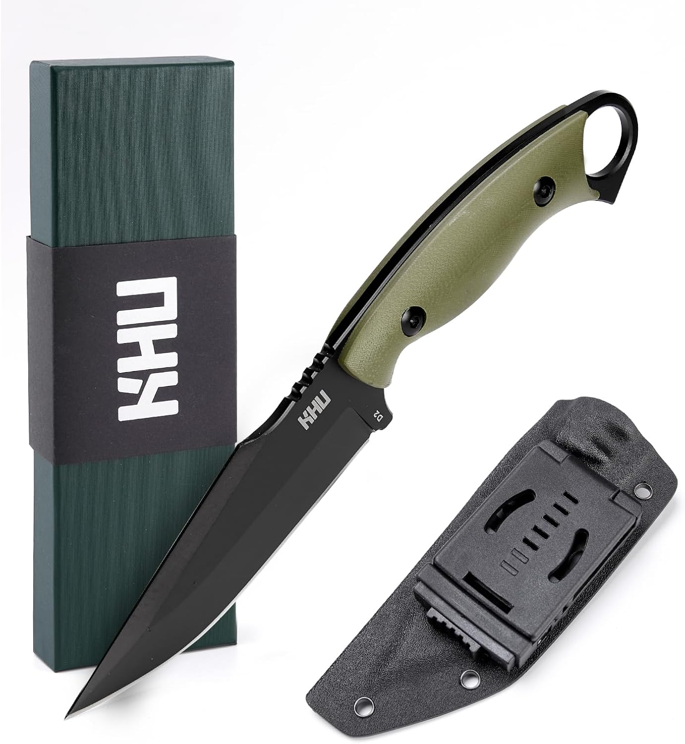 KHU Fixed Blade Knife Survival Knife Full Tang Outdoor Knife Bushcraft Knife - 420HC Steel Nylon Plastic Handle with Kydex Sheath - 03A image number 3