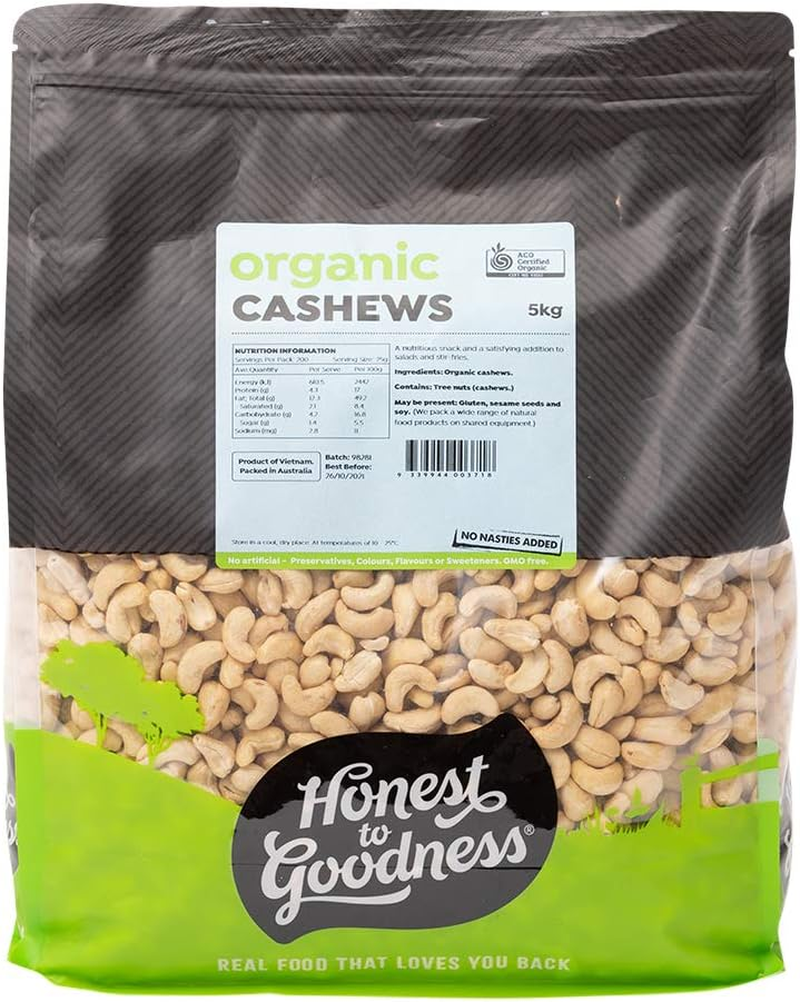 Honest to Goodness, Organic Cashews, 1 Kilogram - Natural Goodness Known for Their Rich, Buttery, Nutty Flavor, Ideal for Various Culinary Applications. image number 5