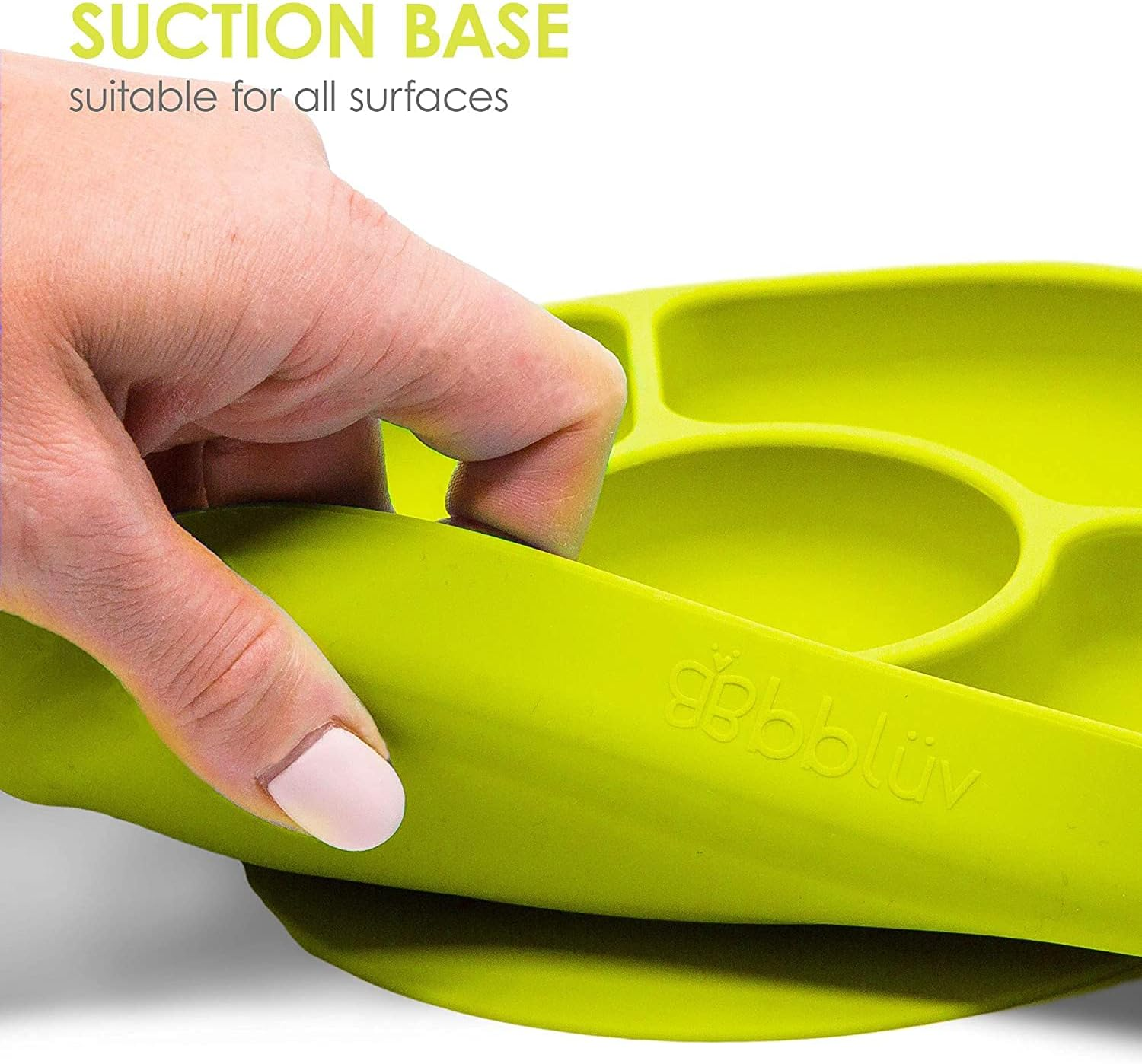 Bbluv - Y&uuml;mi - Anti-Spill Silicone Suction Plate & Spoon Set (Lime) - Lime image number 3