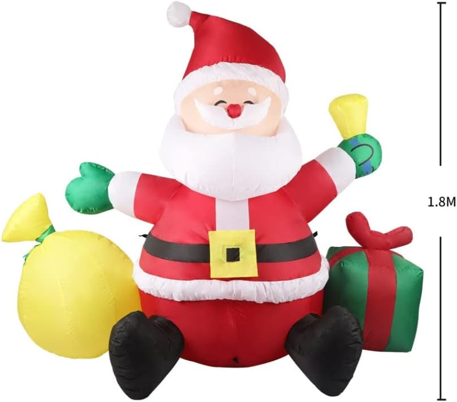 Santaco Christmas Santa Inflatables Santa Claus,Smiling Santa with Present Box,1.8M Tall Blow up Yard Decorations with LED Lights,Fast Self-Inflating, for Outdoor Party Yard Garden Lawn Decoration image number 5