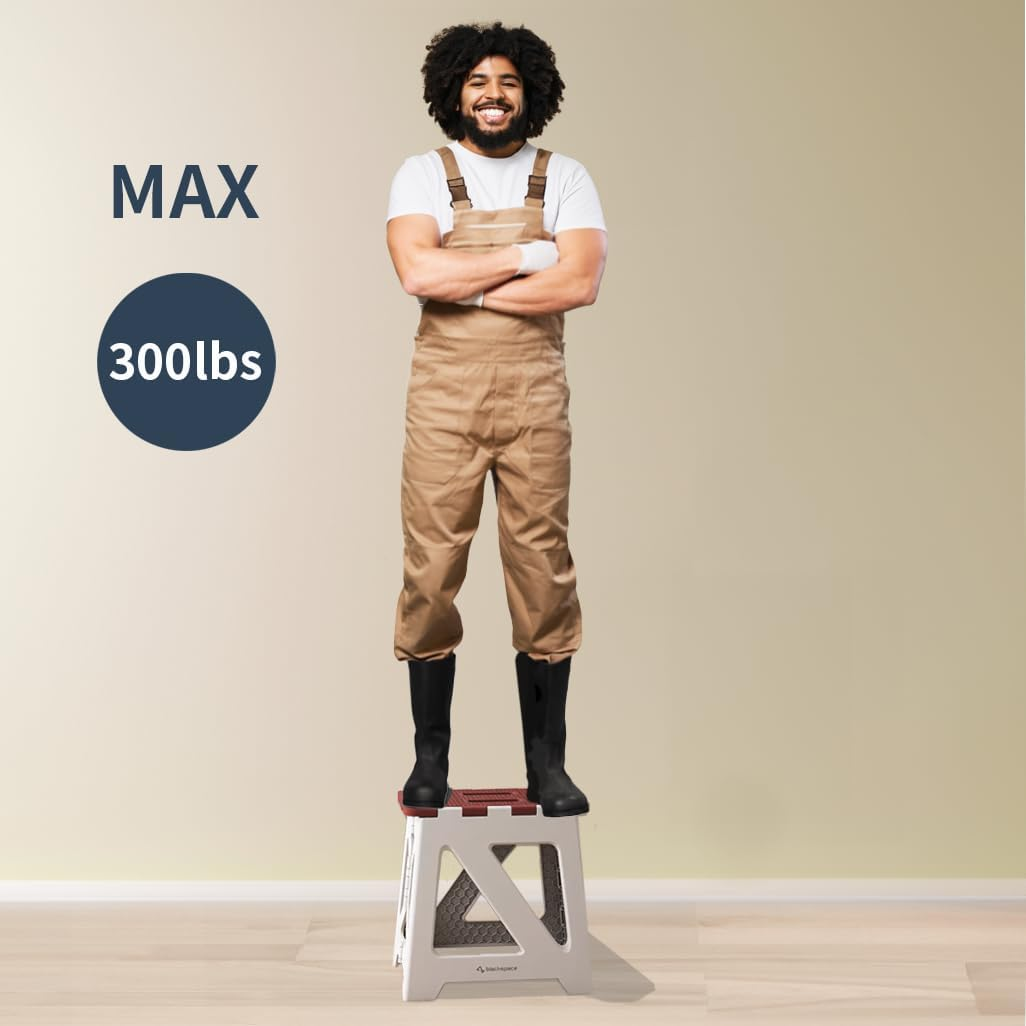 BLACKSPACE 9" Folding Step Stool for Kids or Adults, 300 Lbs Capacity Non-Slip Compact Plastic Foldable Step Stool with Handle, Portable Lightweight Small Stool for Home or Kitchen(Green) image number 3