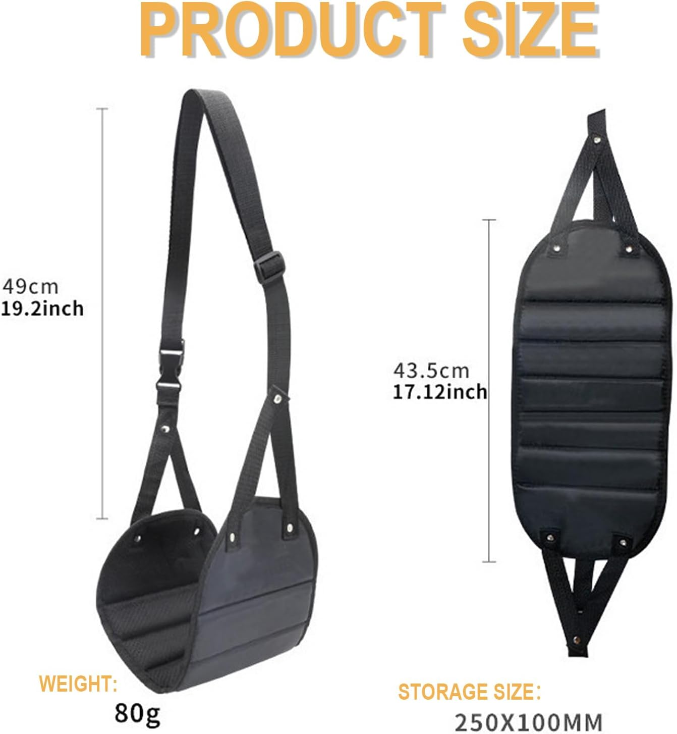 Adjustable Airplane Foot Rest for Travel - Portable Flight Footrest with Detachable Hammock, Lightweight Carry-On Foot Rest Accessories, Ergonomic Height Adjustment (Black) image number 2