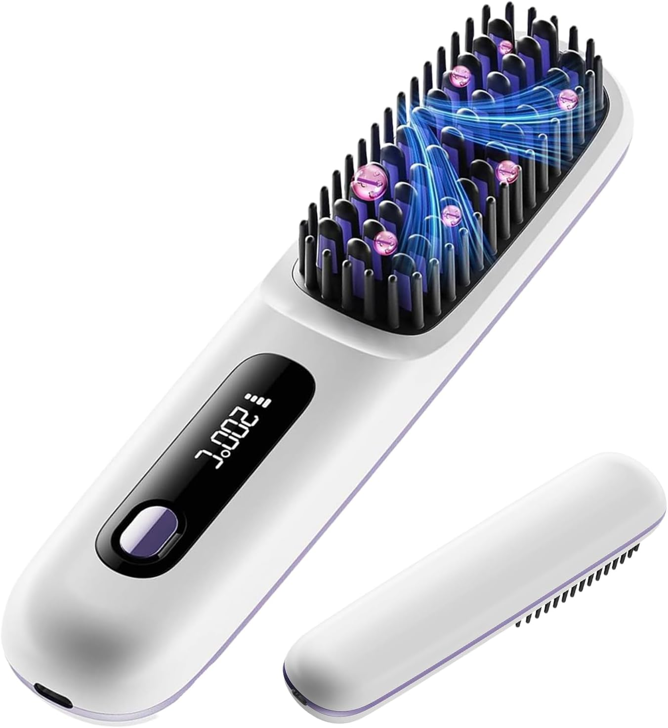 Portable Straightener Brush, Portable Hair Straightener with Led Display, 3 Temperature Settings Hot Comb for Black Women Hair, Cordless image number 2