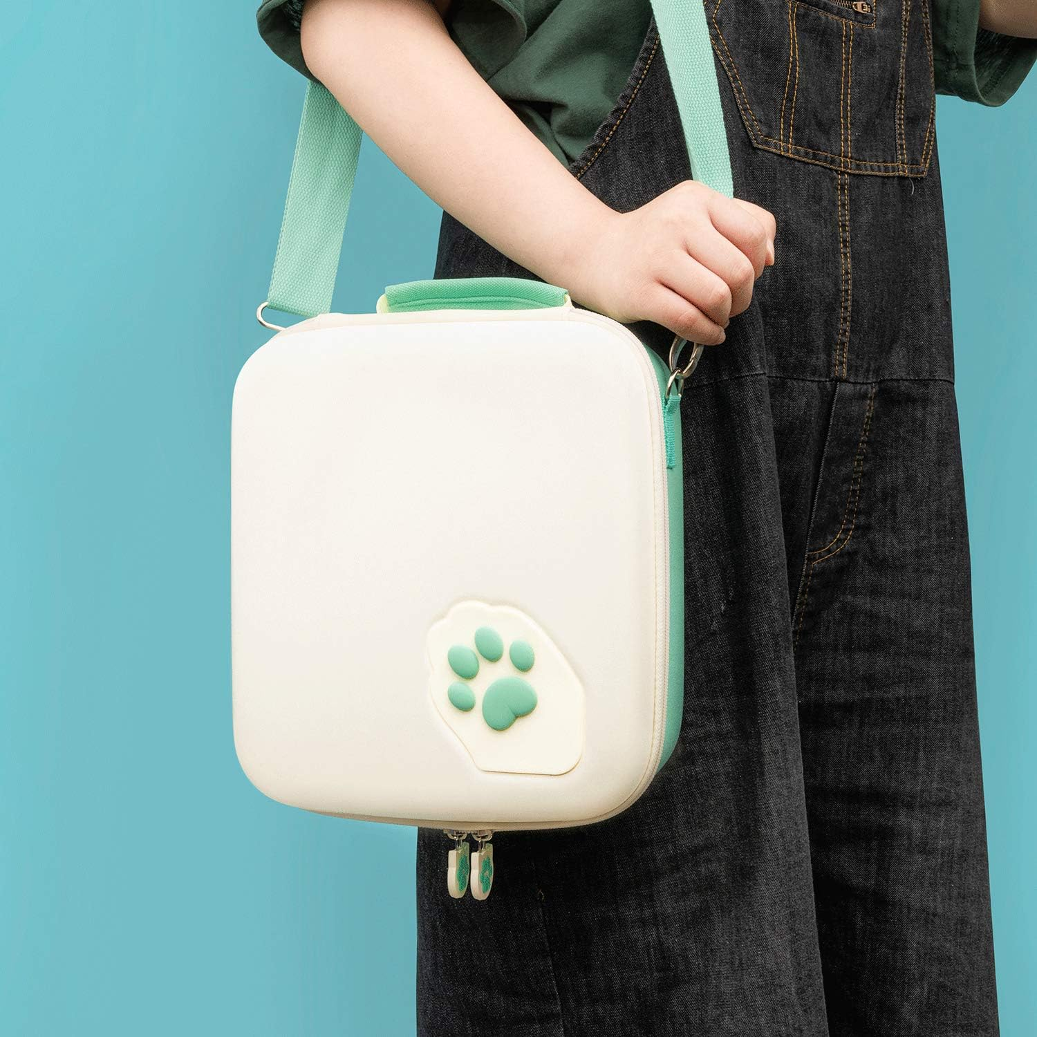 Geekshare Cat Paw Case Compatible with Nintendo Switch, Protective Travel System Case with 18 Game-Card Slots for Switch Console, Pro Controller, Dock and Accessories (Green) image number 5